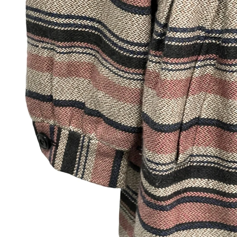 Anthropologie Elevenses Pattern Maker Striped Peacoat Shoulder Bows Size 6 - Picture 4 of 9